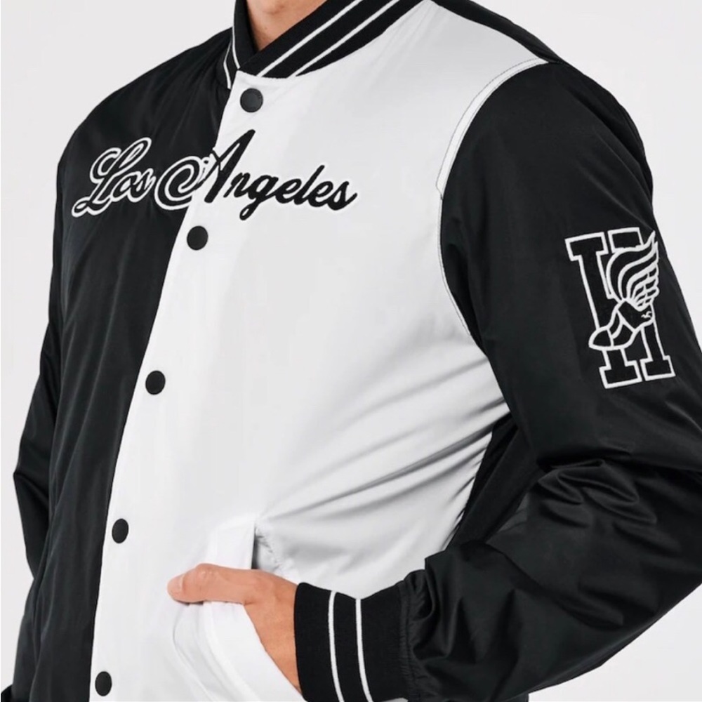 🔥NWT🔥HOLLISTER SHERPA-LINED VARSITY BOMBER JACKET NEW